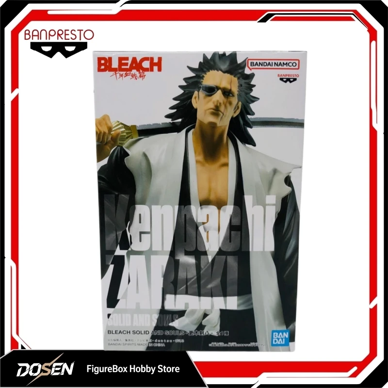 Original Banpresto BLEACH SOLID AND SOULS Zaraki Kenpachi 18cm PVC Anime Figure Collectible Model Desktop Ornament Holiday Gift