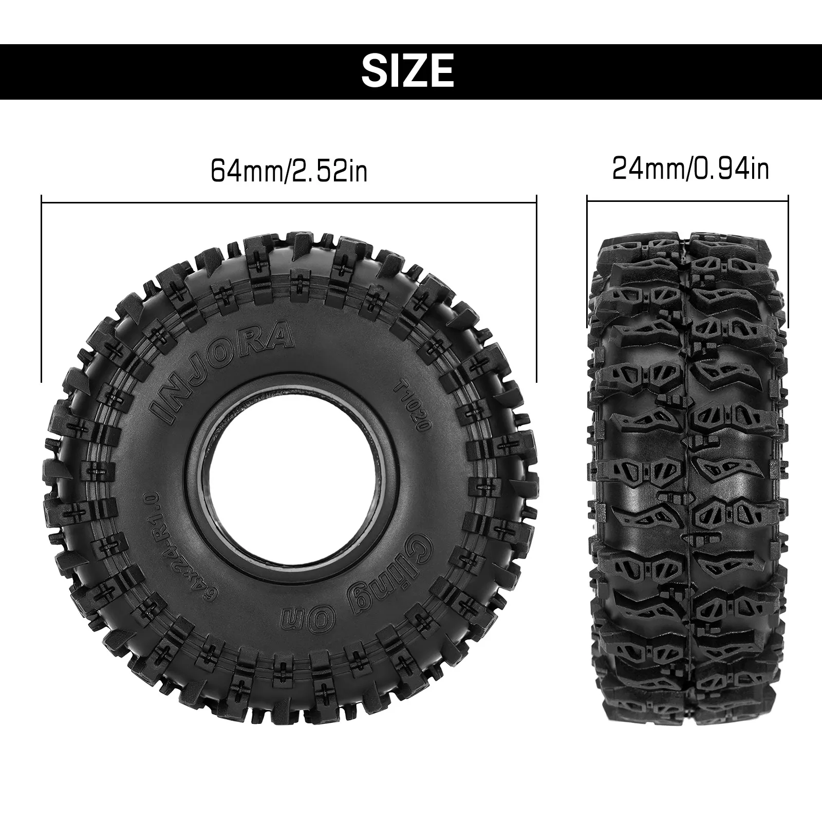 64*24mm 1.0" Cling On S5 banden voor 1/18 1/24 RC Crawlers (T1020)