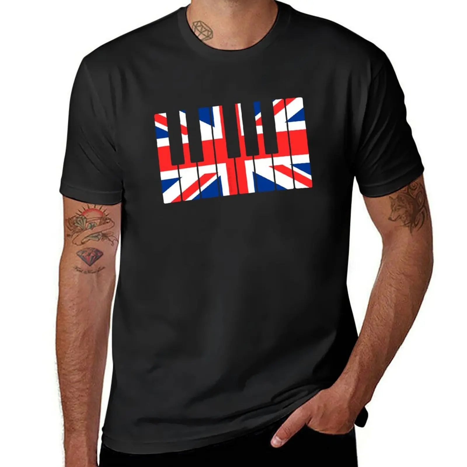 UK Flag Piano Pianist British Musician T-Shirt summer clothes customizeds boys animal print plus size tops men t shirt