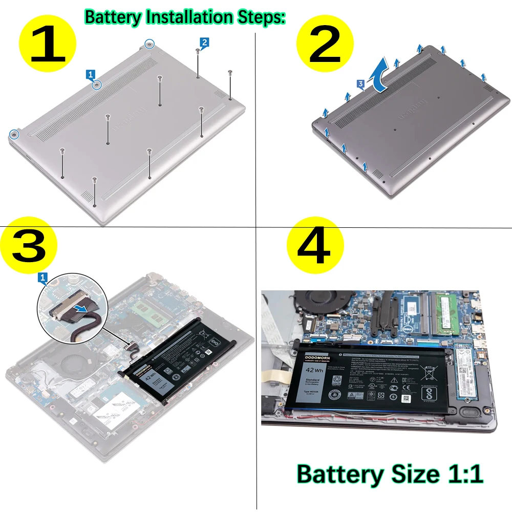 بطارية WDXOR 3CRH3 T2JX4 لأجهزة DELL Inspiron 13 5368 5378 7368 14 7460 7472 5468 15 5538 5567 5568 7560 7570 P66F 3189 في المخزن