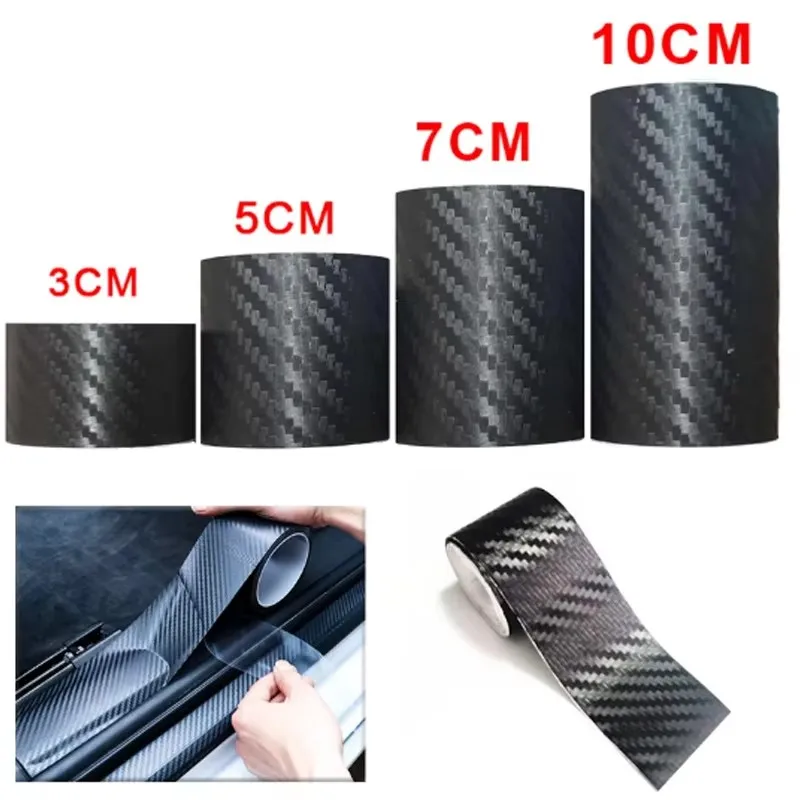 1/3pcs Carbon Fiber Car Sticker Pasting Protective Strip Car Sill Rearview Mirror Anti Scratch Tape Waterproof Protective Film
