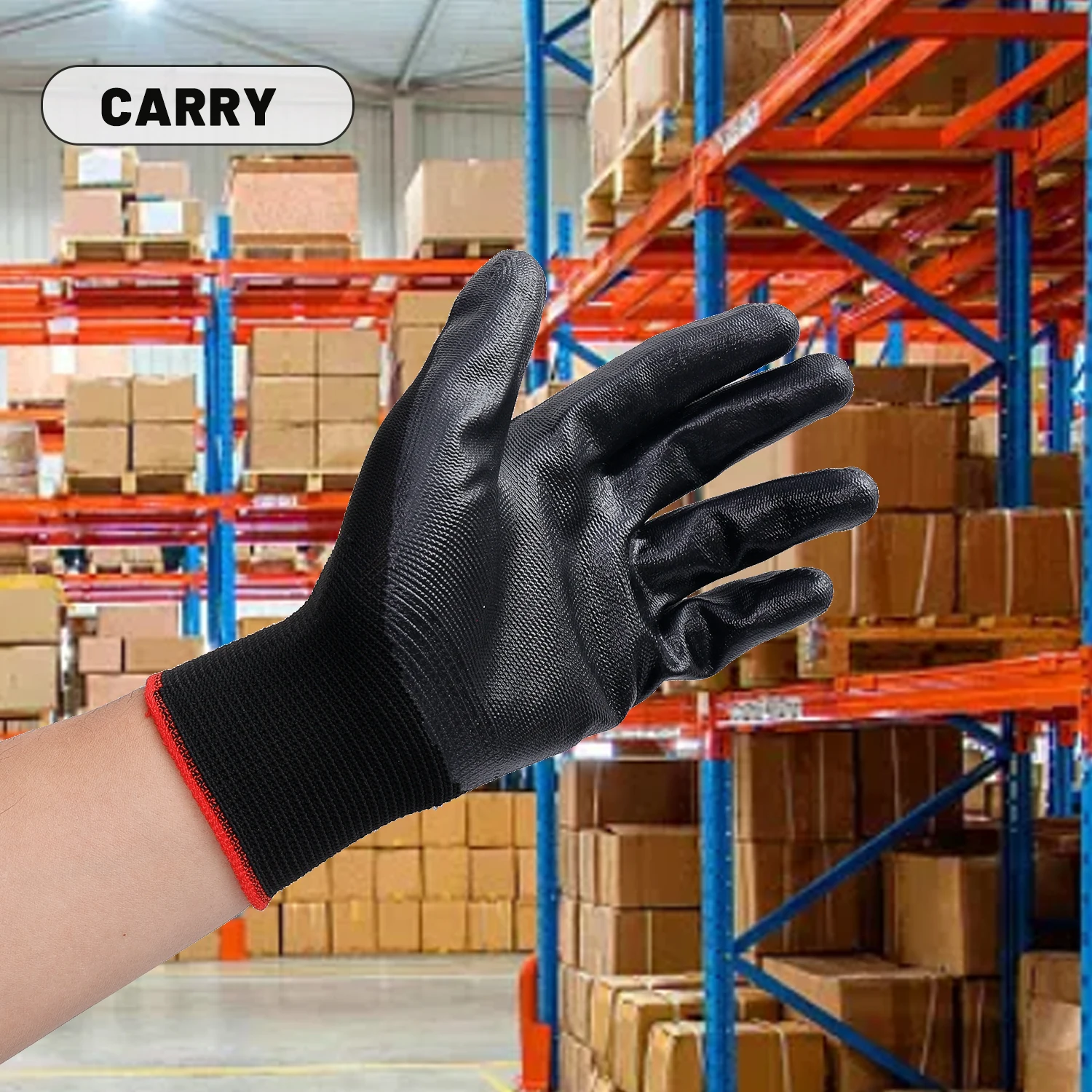 Homework Gloves Modern Black Touch Screen Wear-resistant Nitrile Work Gloves Safety Non-slip Carpenter Repairman Supplies Mitten