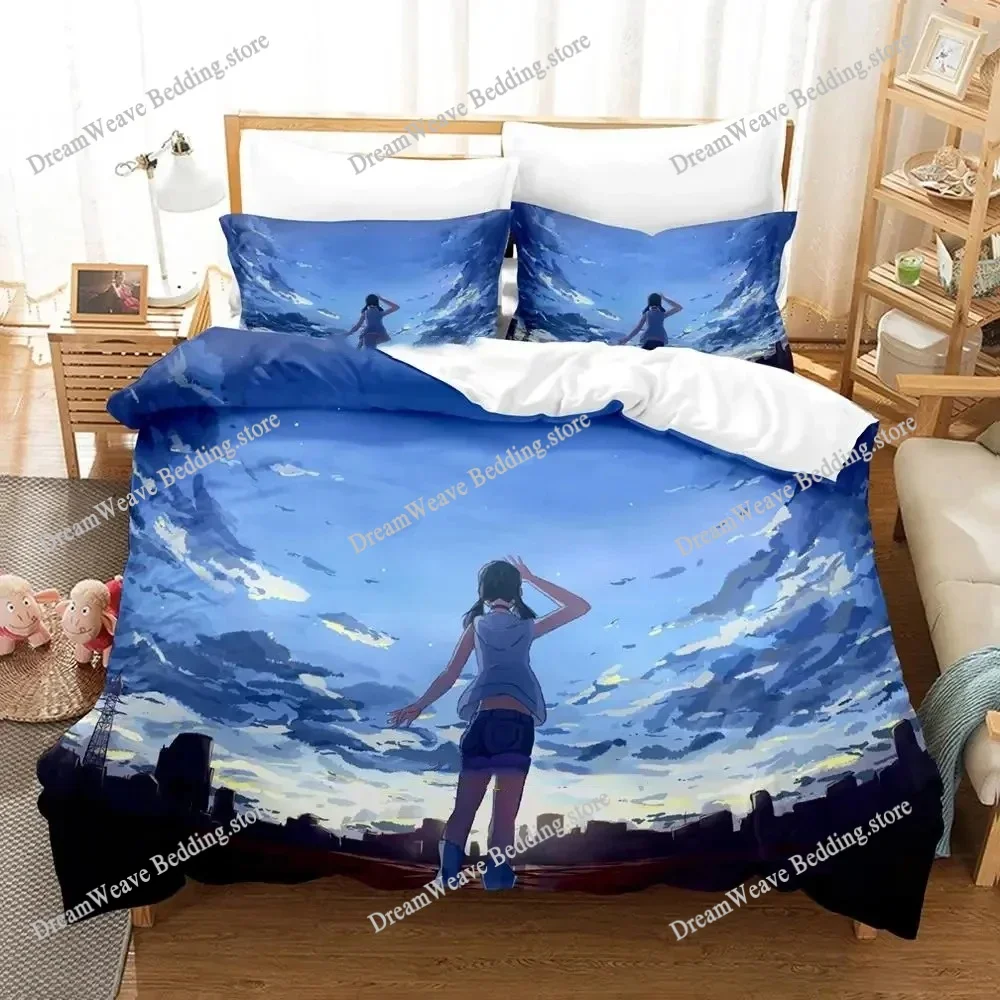 

Anime Weathering with You Bedding Set Duvet Cover Bed Set Quilt Cover Pillowcase Comforter King Queen Size Boys Adult Bedding