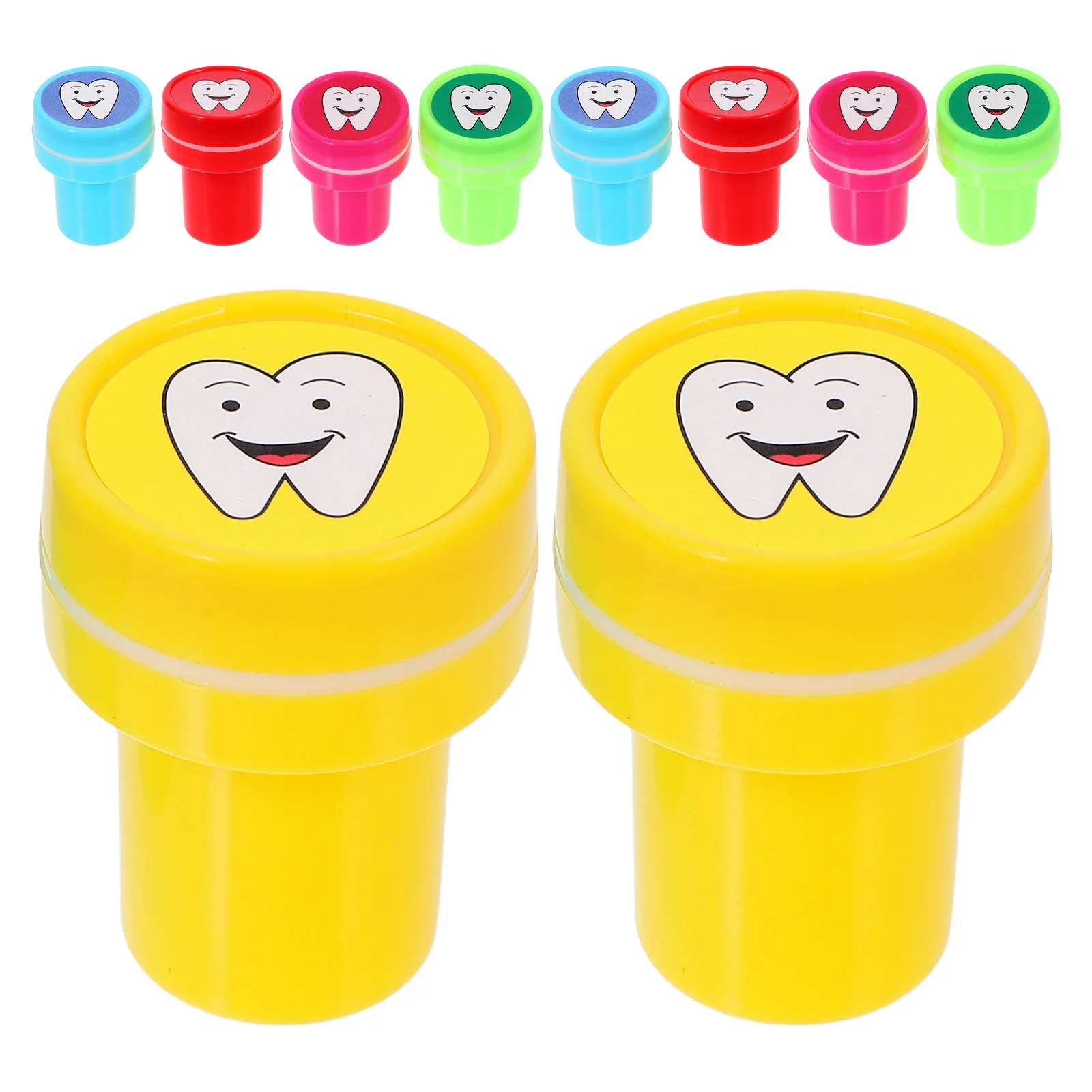 10 pçs selos dos desenhos animados pequenos selos engraçados dos dentes stampers para crianças portátil pequenos selos favores da festa bonito selos de plástico auto inki