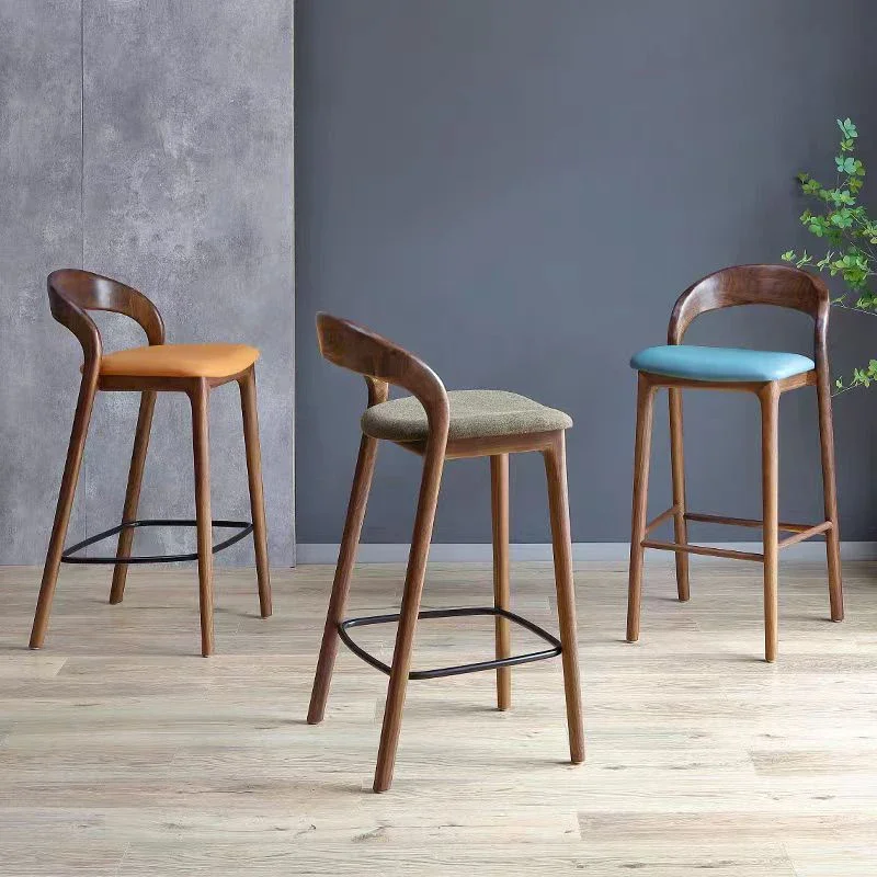 Simplicidade retro estilo japonês cadeiras de barra de madeira maciça escritório moderno designer cadeiras de barra recepção móveis para casa banqueta hbc