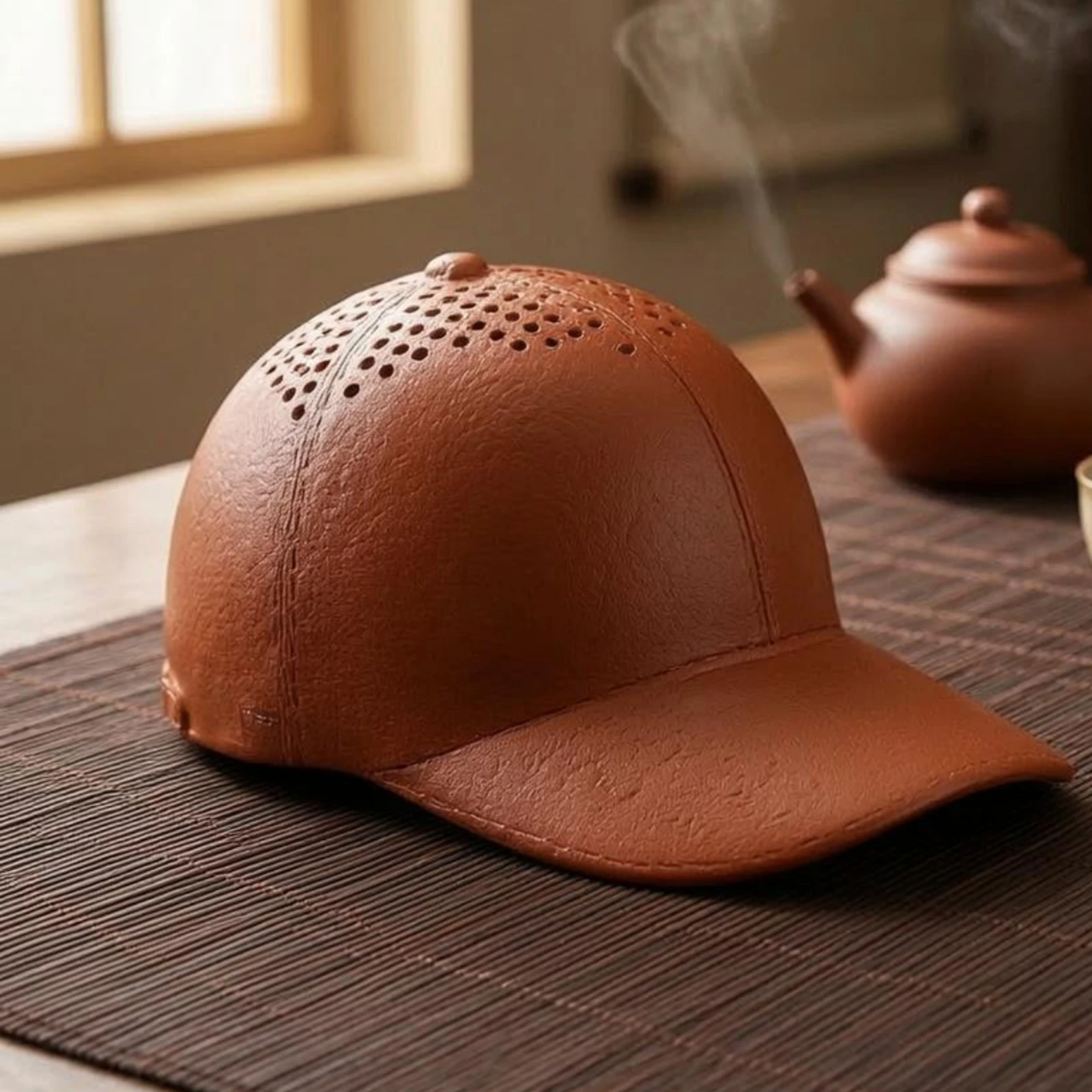 

Baseball Cap Tea Strainer Earthen Finish Yixing Tea Strainer Kitchenware Stitched Seam Heat Resistant