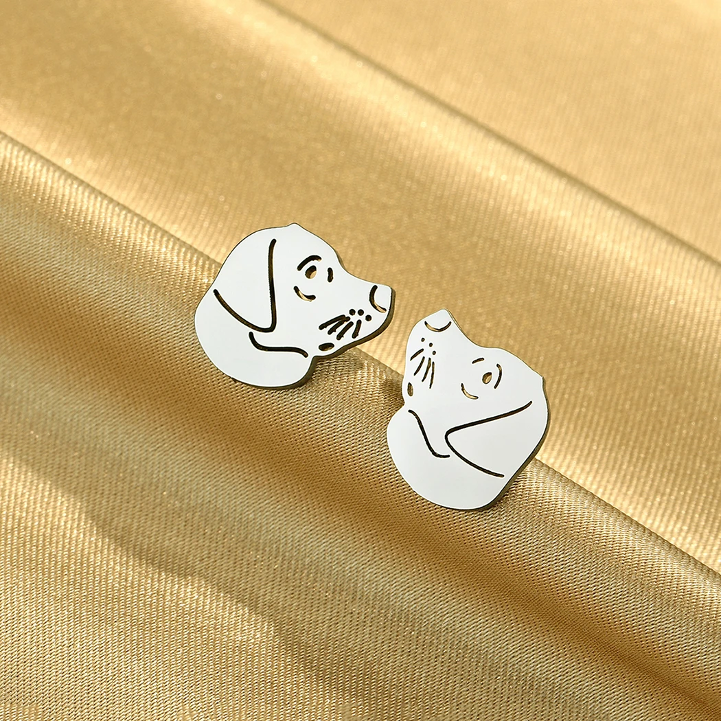 Todorova Cute Dog Head Stud Earrings Stainless Steel Animal Earrings for Women Men Punk Jewelry Birthday Party Gift