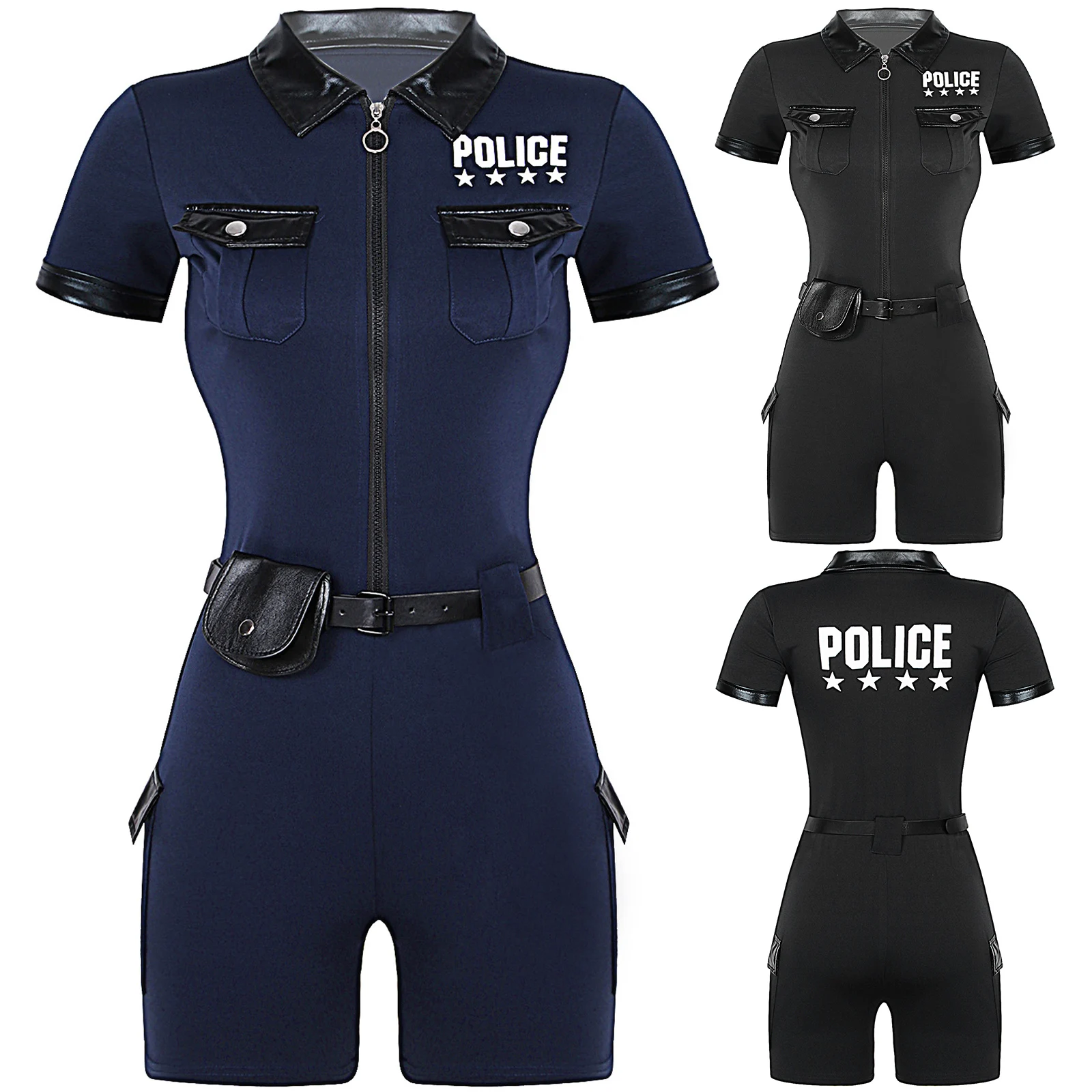 Volwassen Womens Sexy Dirty Cop Officer Cosplay Kostuum Bodysuit Jurk Politieagente Kostuum Politie-uniform Nachtclub Themafeest Rol