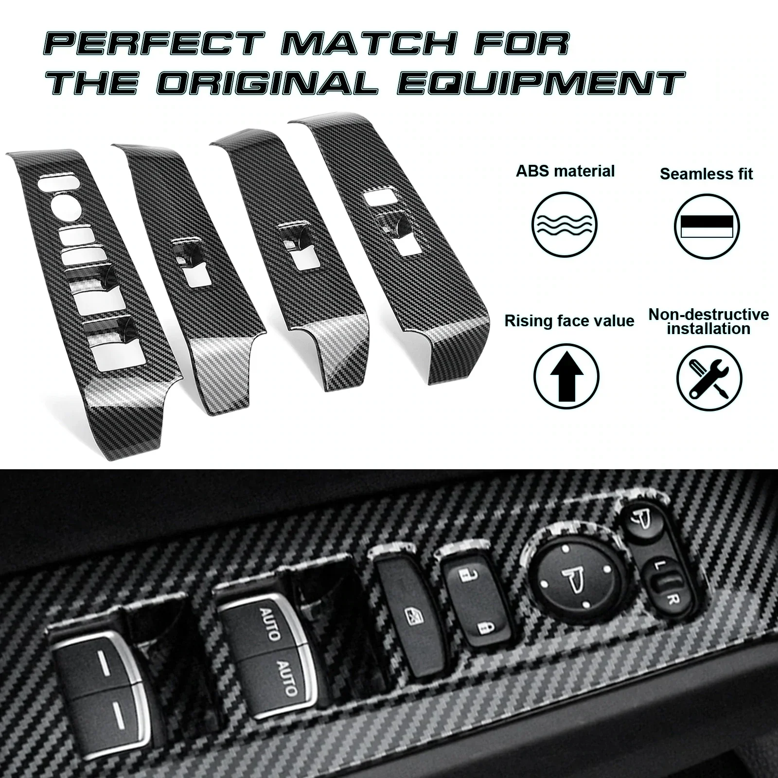 4pcs/set Carbon Fiber Style Interior Door Window Switch Panel Frame Cover Molding Trims For Honda Civic 11th Gen 2022-2025