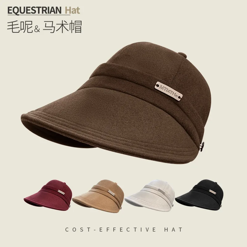 

Retro Fashion Fisherman's Hat Women's Winter Outdoor Beret Big Head Duck Tongue Hat Versatile Warm Equestrian Hat