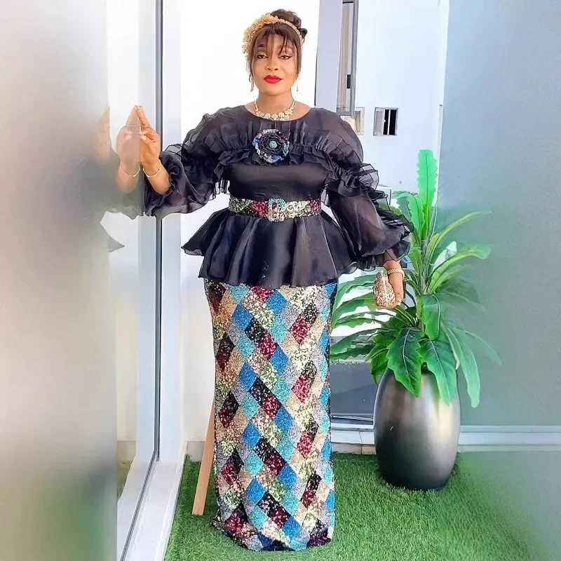 

Элегантные африканские платья по индивидуальному заказу для женщин, 1985, африканская одежда, большие размеры, длинное платье для рождественской свадьбы, вечеринки, Дашики, Анкара, Ou