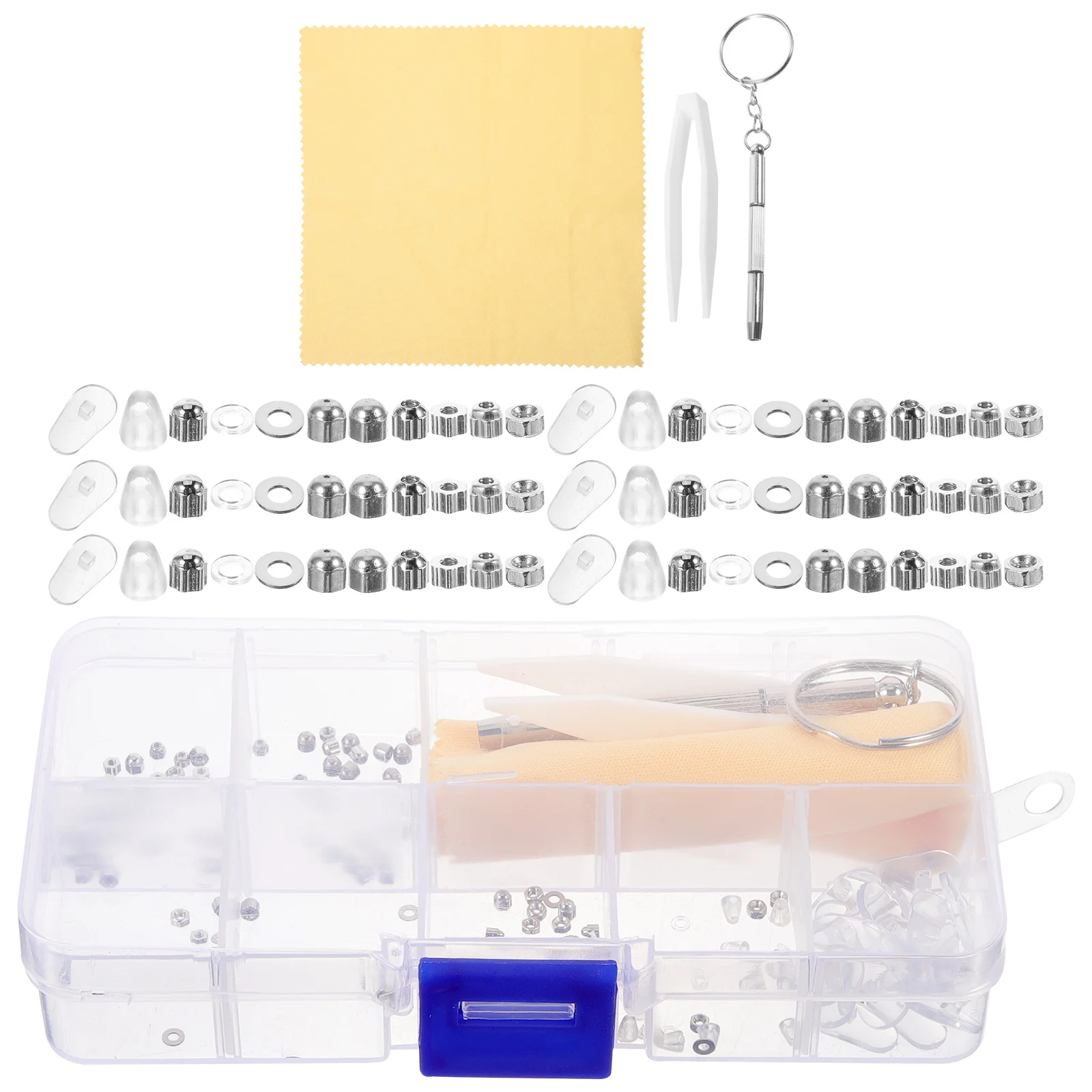 Sunglasses Nuts Tools Accessories Screws Frame Repair Kit Box Rimless Temples Gasket Parts Nose Pad (120 Set) Travel