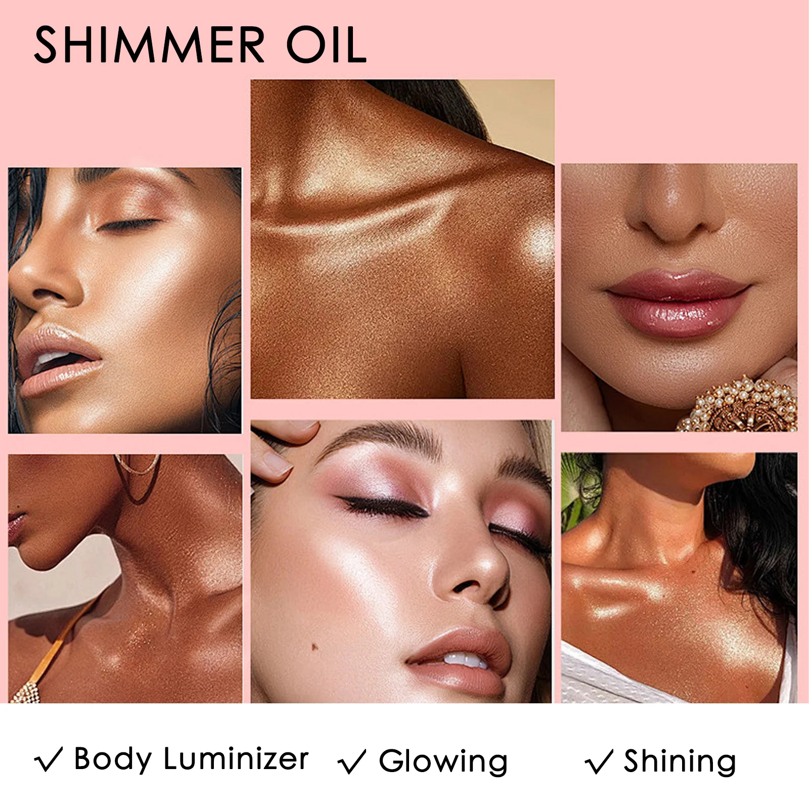 Evidenziatore diamantato Olio glitterato ad alta lucentezza Trucco lucido Alta luce Impermeabile a lunga durata per cosmetici per il trucco del viso e del corpo