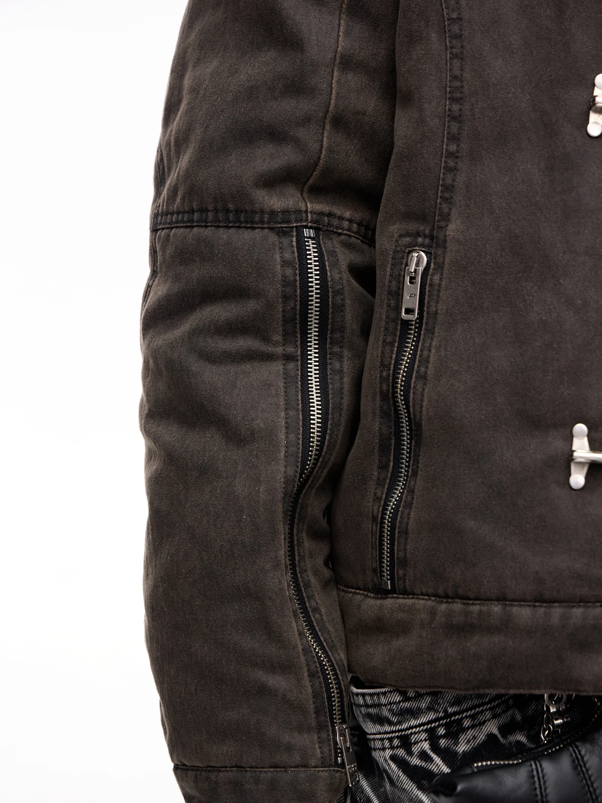 

Peoplesle Deconstructed Patchwork Waed ort Cotton Jaet ex Loose Fit Airplane Bule Decorated American Casual Sle