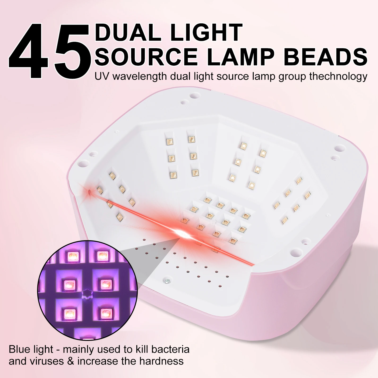 High Power Nagellamp 45 UV LED Gel Nagellamp Met 4 Timers en LCD Display Snel Uithardbare Gel Nagellak LED Droger Gereedschap