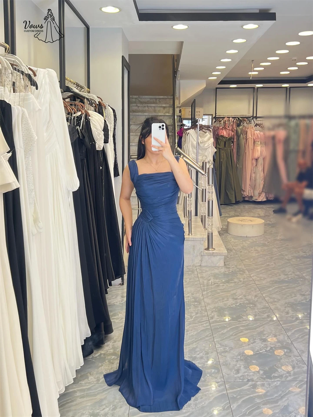 فساتين سهرة من Vows فساتين ضيوف الزفاف امرأة واسعة الكتف الأشرطة كلمة مخصصة مقبض إمساك فستان حفلة موسيقية فاخر 2025 حفل