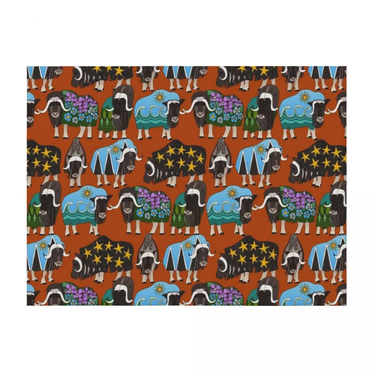 

Alaskan musk ox rust Throw Blanket Hair wednesday Moving Sofas Blankets