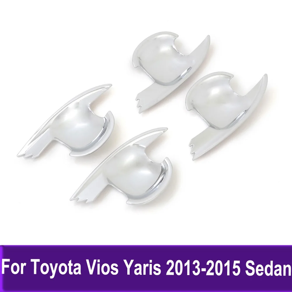 

Car Accessories ABS Chrome Side Door Handle Bowl Cover Trim Sticker For Toyota Vios Yaris 2013 2014 2015 Sedan