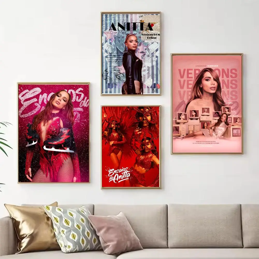 Trending Singer Anitta Poster Chic Art Poster Self-Adhesive No Glue Residue for Bedroom Hallway