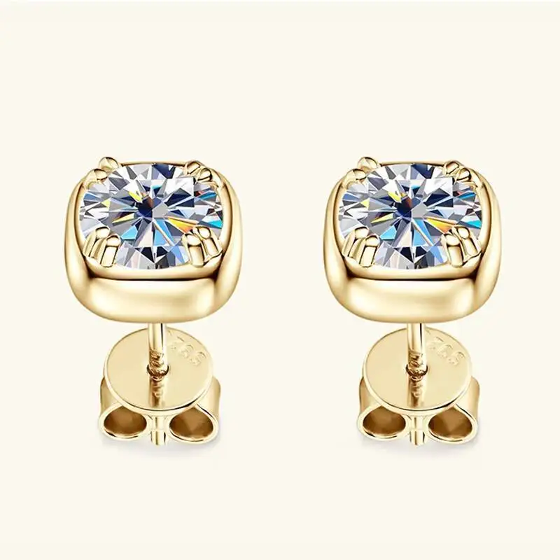 JoiasHome 2CT Moissanite Sugar Cube Earrings 925 Sterling Silver Simple Shiny Jewelry Valentine's Day Gift