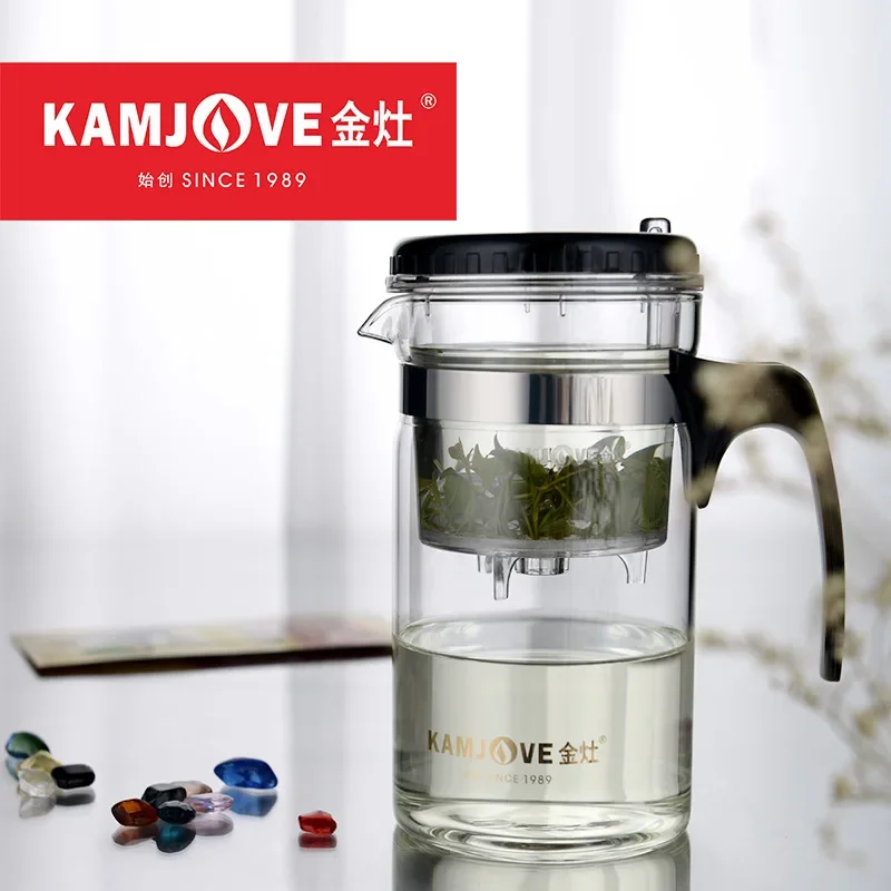 200ml 500ml 1000ml KAMJOVE Heat-resistant Glass Elegant Cup Teapot Tea Kungfu Sets Flower Mug Cup Bottle with Press Button