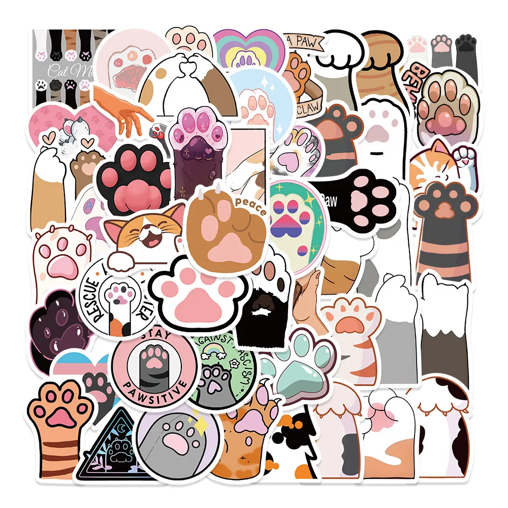 10/30/50PCS Cartoon Cute Cat Claw Sticker Graffiti Animal iPad Desk Notebook Computer Pattern Scrapbook Toy Decoration all'ingrosso