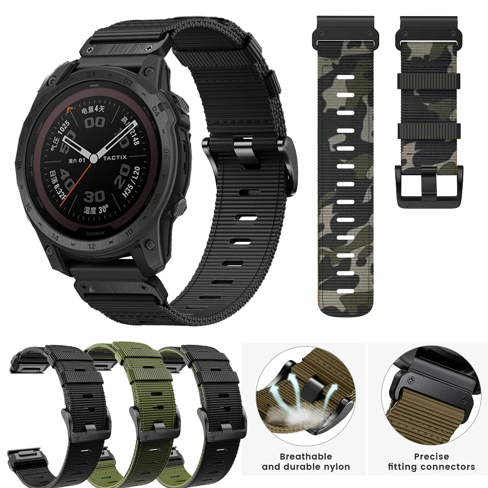 

Ремешок нейлоновый для Garmin Fenix 7X 7 6X 6 Pro 5 5X Plus Epix Pro 51 47 мм Instinct 2X Epix Gen 2, 26 мм 22 мм