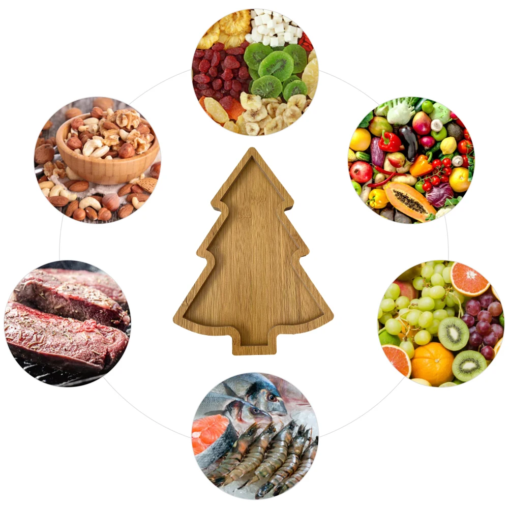 Wooden Christmas Tree Plate Tray Charcuterie Restaurant Dessert Boards for Food Appetizers Desserts Snacks Sushi Christmas Decor view 6