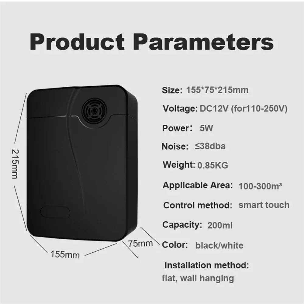 Smart Essential Oil Diffuser Wall Mounted Aroma Diffuser 200ml  Capacity Coverage 300m³ Scent Machine Home  Aromatic Diffuser