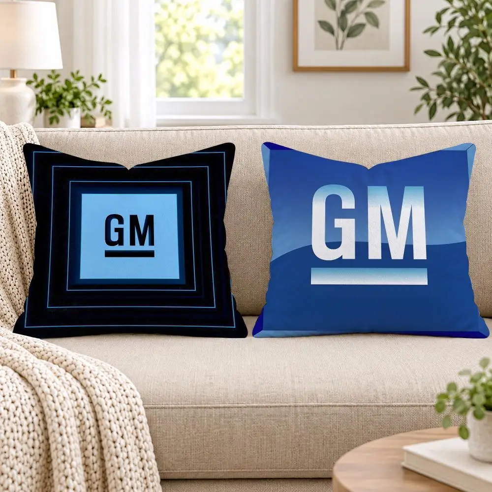 Logo G-General M-Motors Fashion Cushion Cover Short Plush Double-Sided Printing Sofa Bedroom Pillow Case Aesthetic Home Decor