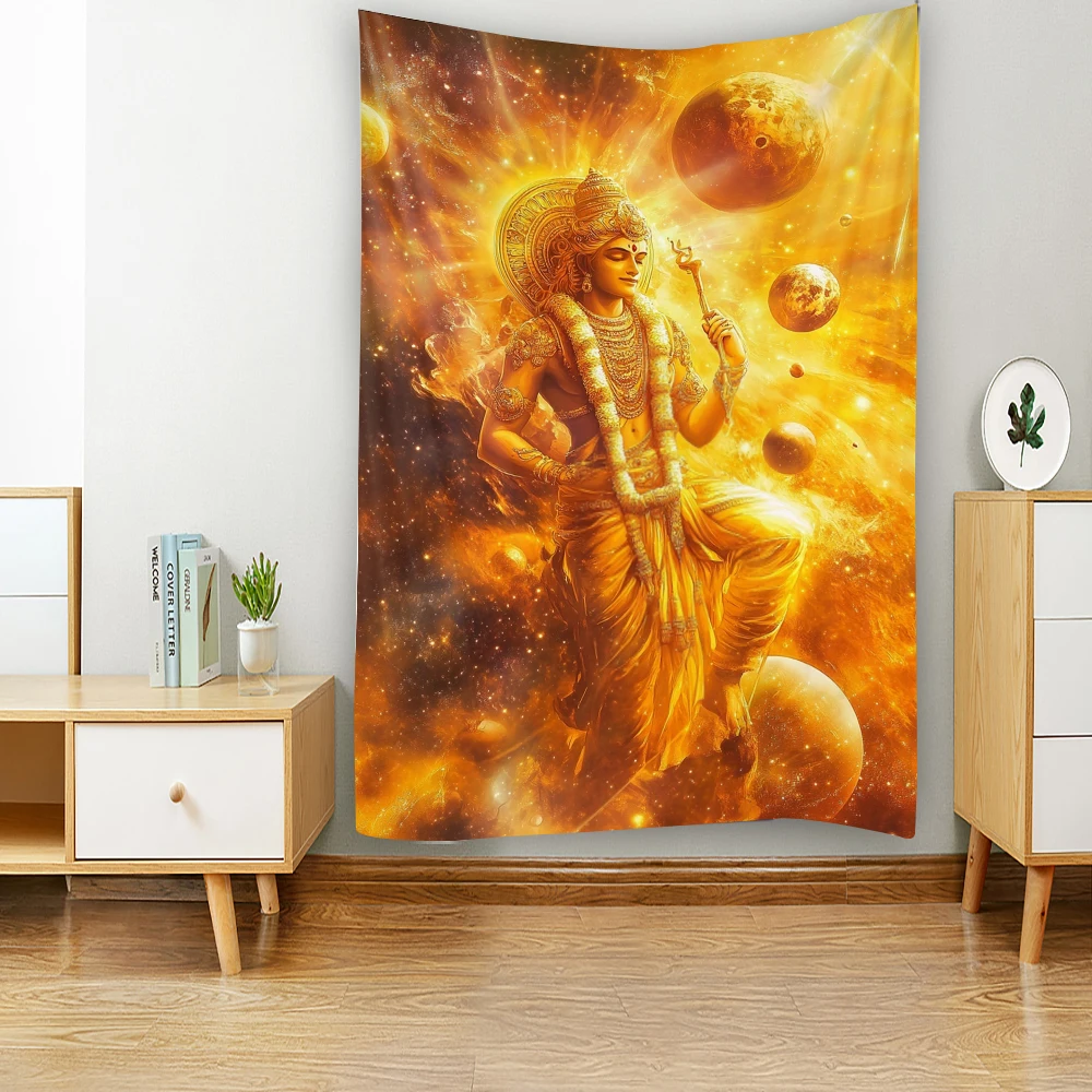 Psychedelic mythological Buddha statue Bohemian style background decorative tapestry Mandala home decoration tapestry