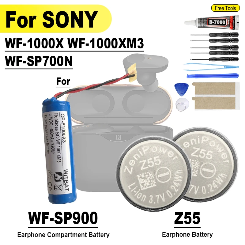 Nueva batería para auriculares Sony ZeniPower WF-1000X WF-1000XM3 WF-SP700N TWS CP1254 Z55 WF-SP900 + herramientas