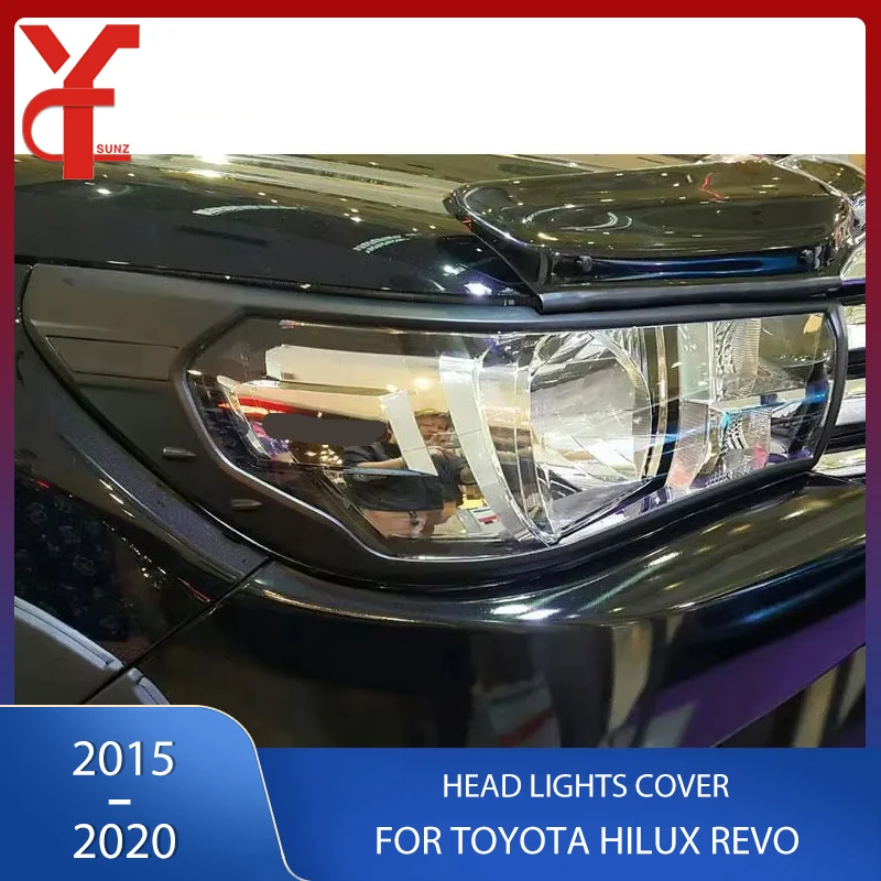 Black Car Accessories Head Lights Cover For Toyota Hilux Revo 2015 2016 2017 2018 2019 2020 Basic Version SR5