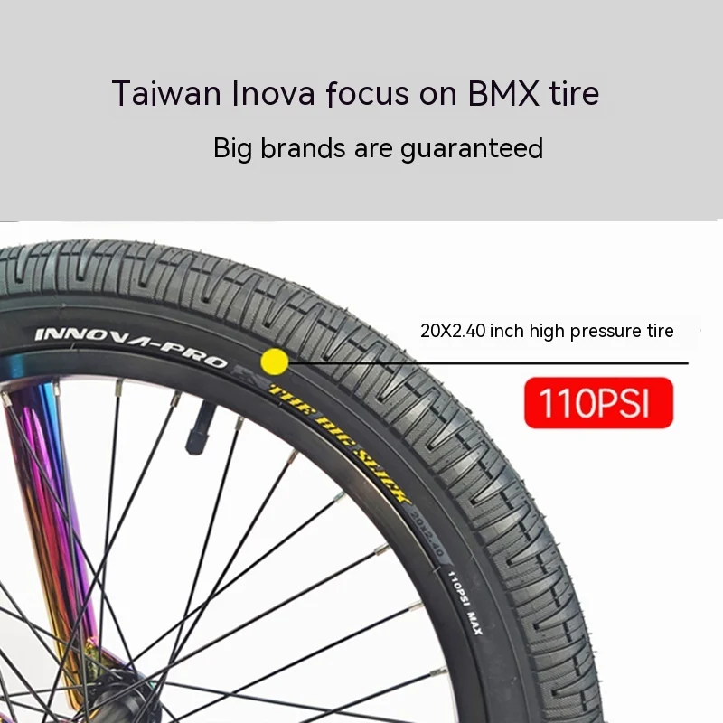 110psi 20x2.4 BMX Bicycle Street Bike Small Wheel Bike High Pressure Outer Tire White Black Brown Tire