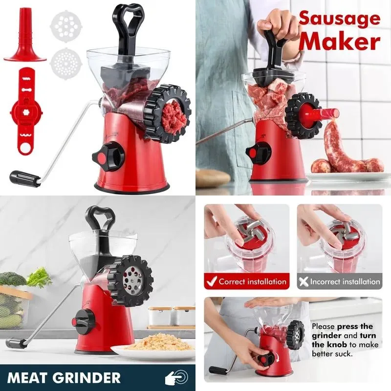 Household environmental protection ABS plastic stainless steel meat grinder Kitchen hand-crank meat grinder Sausage machine