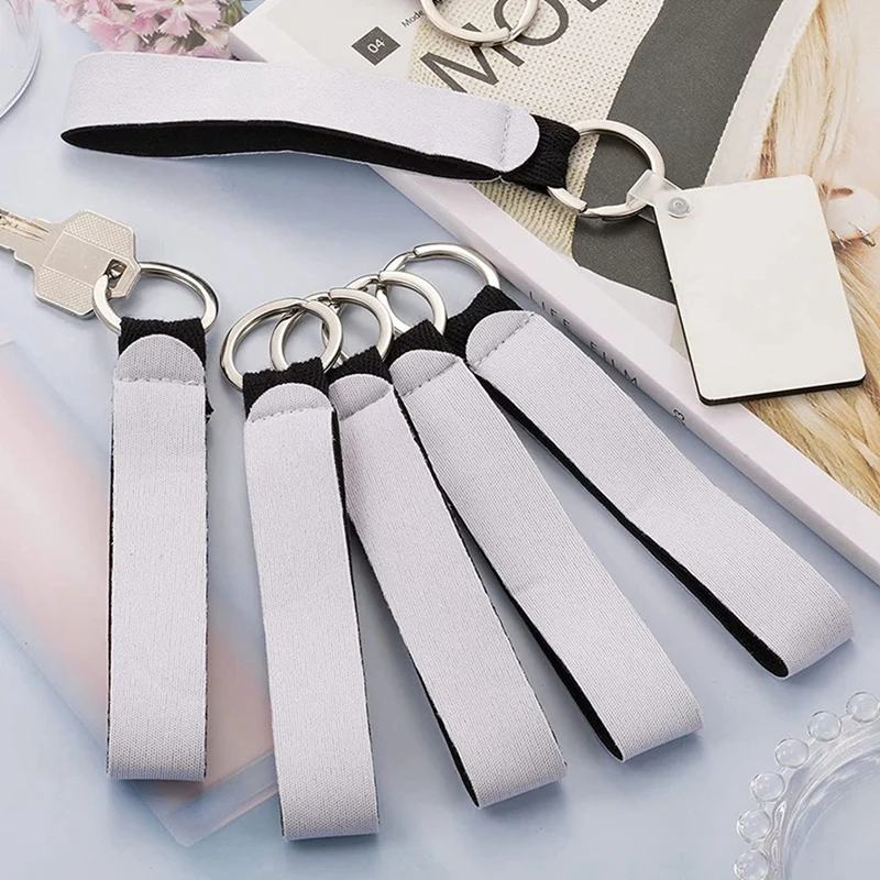 40 Pcs Sublimation Keychain Blanks Neoprene Wristlet Keychain DIY Keychain Wrist Lanyard Keychain Holder Blank Keychain-A79M