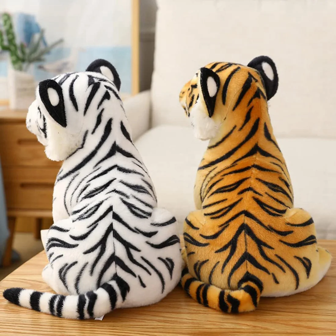 Juguete de peluche de tigre para niños, Animal de peluche de gato, lindo y realista, 27CM, amarillo