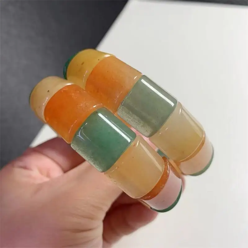 15.8mm Natural Gold Silk Jade Bangle Women Fashion Sweet Reiki Healing Energy Strand Girls Jewelry Gift 1PCS