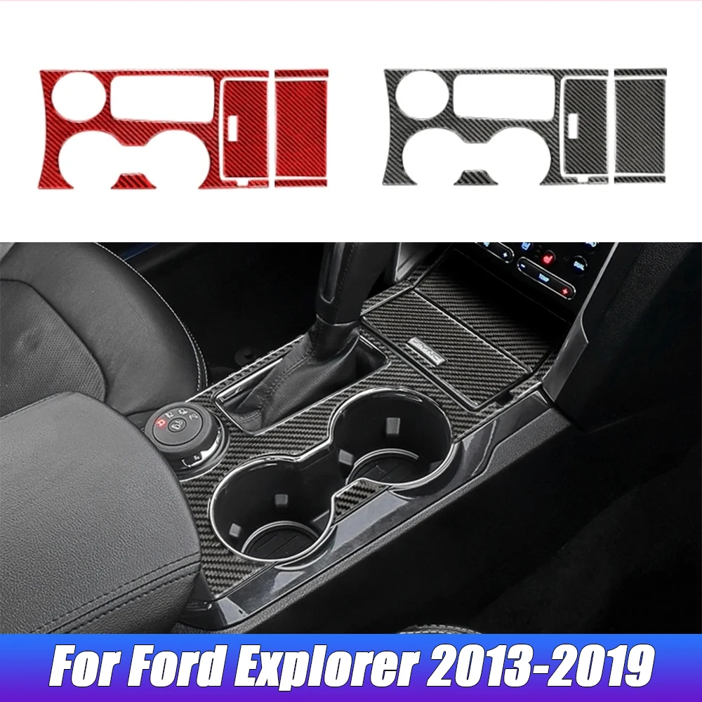 

Для Ford Explorer 2013-2019 автомобильная чашка для воды из углеродного волокна, панель передач, декоративная крышка, наклейка, наклейка, аксессуары для интерьера автомобиля