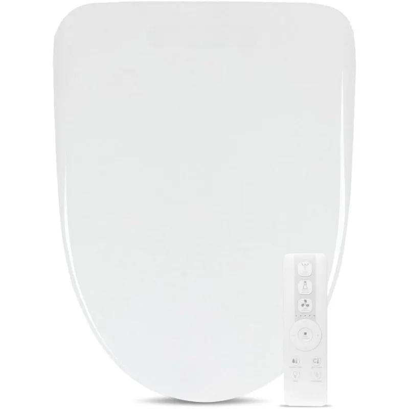 home. Bidet Toilet Seat in Elongated White | Ultra Low Profil Blue LED Nightlight | Dryer