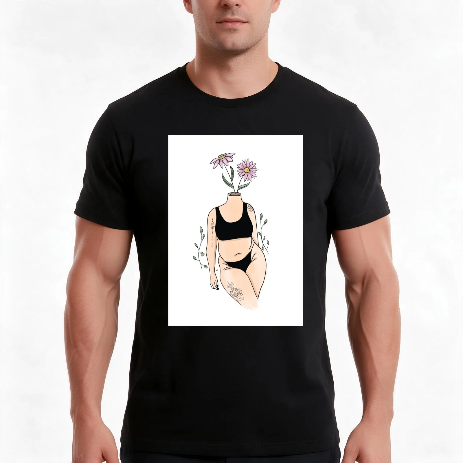 Tattooed Lady Body Positive Design T-Shirt Summer Casual Cotton Tee Oversized Streetwear Tops Vintage Graphic Print