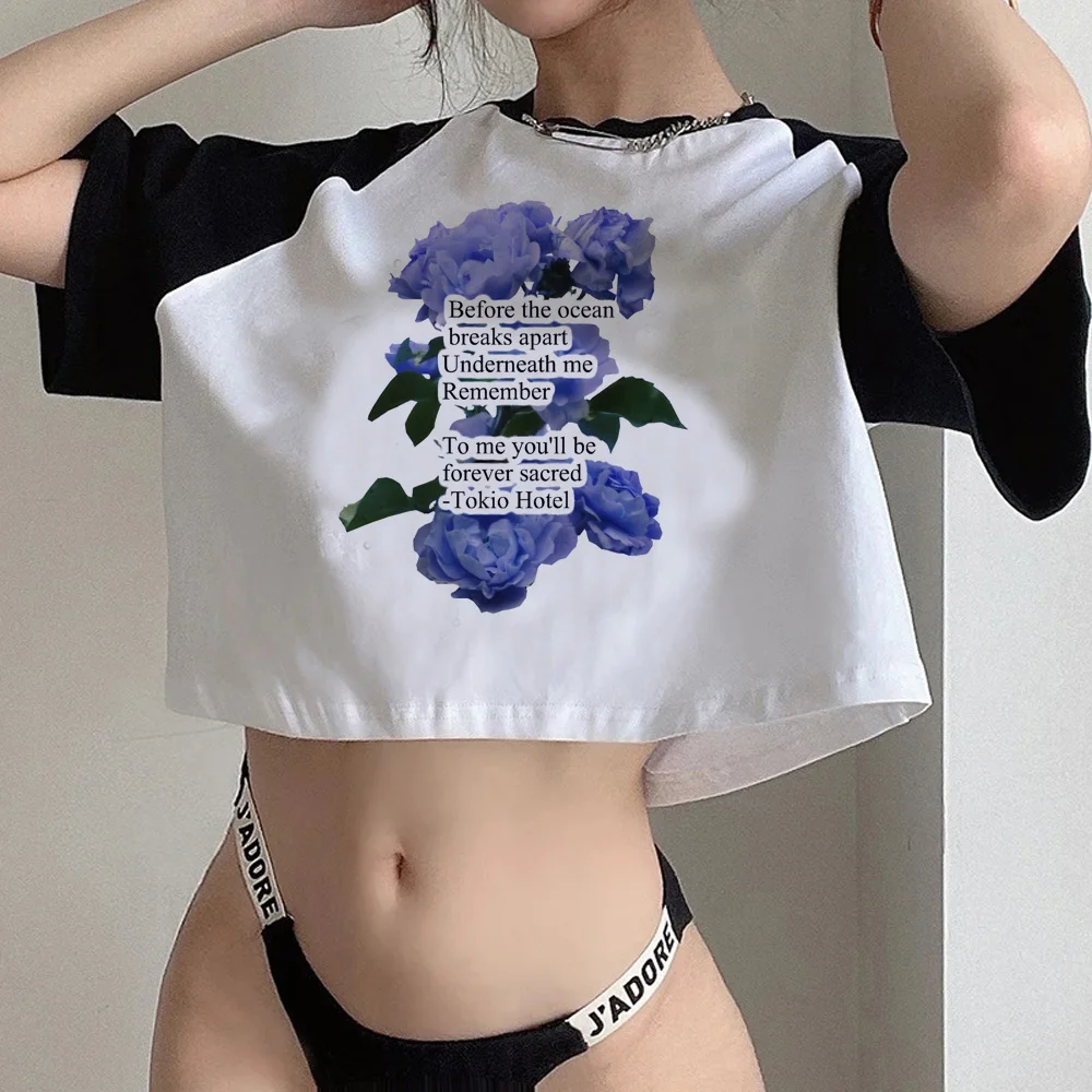 Tokio Hotel hippie  vintage crop top Woman streetwear  Harajuku kawai korean fashion tee