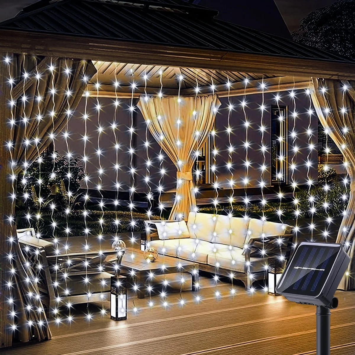 Solar LED String Lights Curtain Light Outdoor Garden Solar Copper Wire Fairy Lights Wedding Holiday Christmas Decor Solar Lamps
