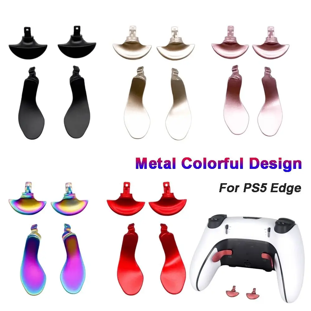 4pcs/Set Metal Controller Paddles Replacement Buttons Colorful Design Back Paddles Durable Back Key for PS5 Edge