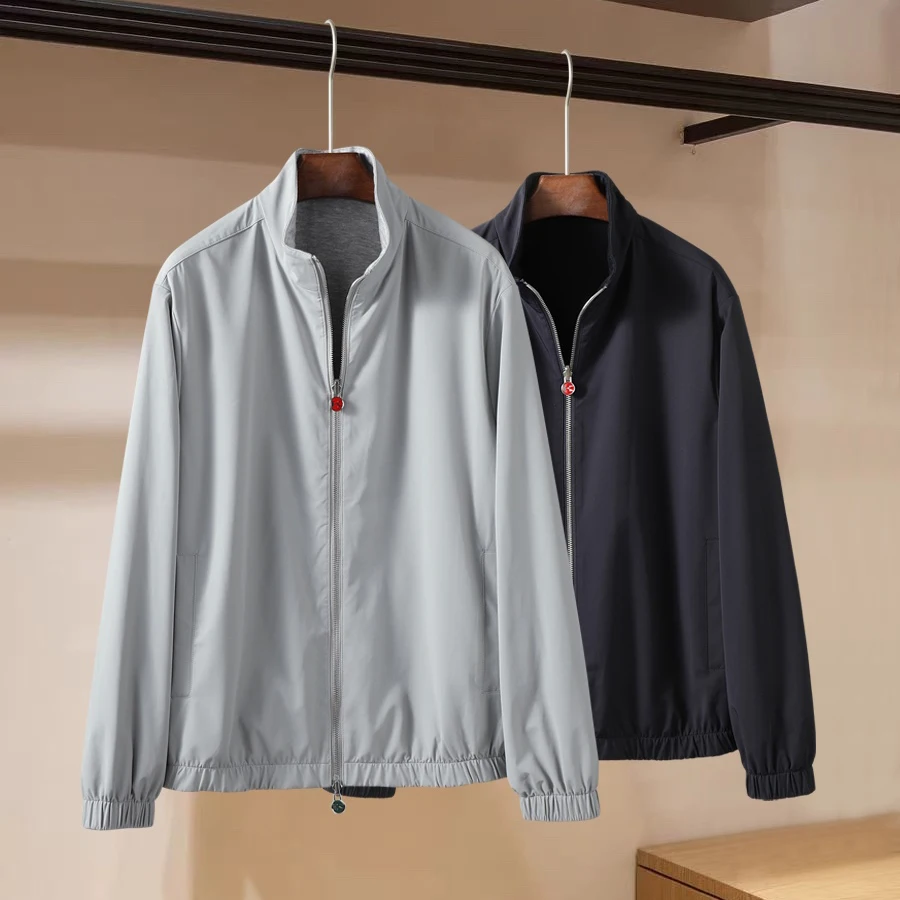 

Kiton early autumn new solid color simple casual double-sided wearable stand-up collar jacket