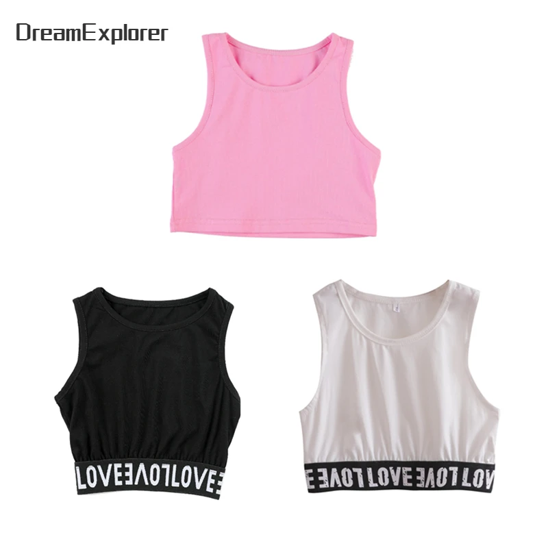 

Girls Hip Hop Tank Top Underwear Kids Cotton Crop Top Street Dance Teen Vest Child Stage Camisole Jazz Streewear Clothes Costume