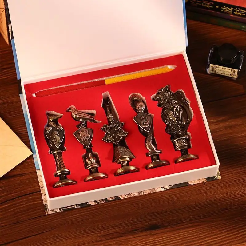 Sello de Cera Metálico 3D de Harry Potter con Diseño de Hogwarts y Patrón Animal, Adorno de Escritorio para Fans del Cine y la Televisión