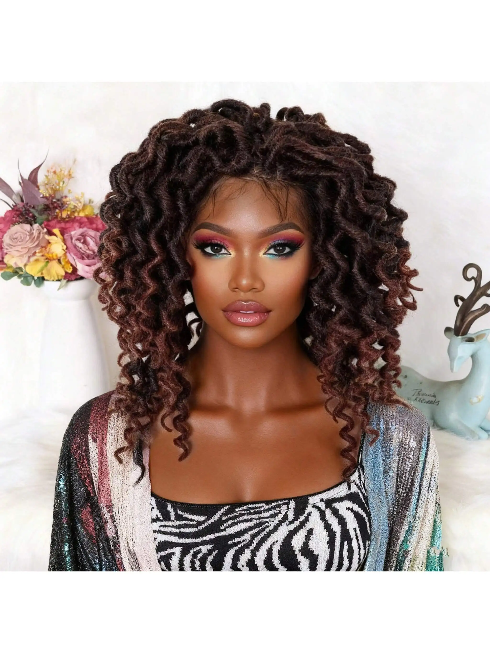 

Синтетические полные кружевные африканские плетеные волосы, длинные 16-дюймовые коричневые, черные, винно-красные вьющиеся кружевные передние парики, кружевной парик для женщин