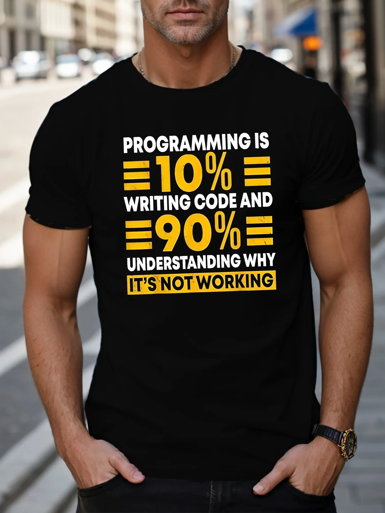 

Coder Humor Tee: 220g Soft Cotton T-Shirt for Programmers - Funny Graphic Print Perfect Fit Machine
