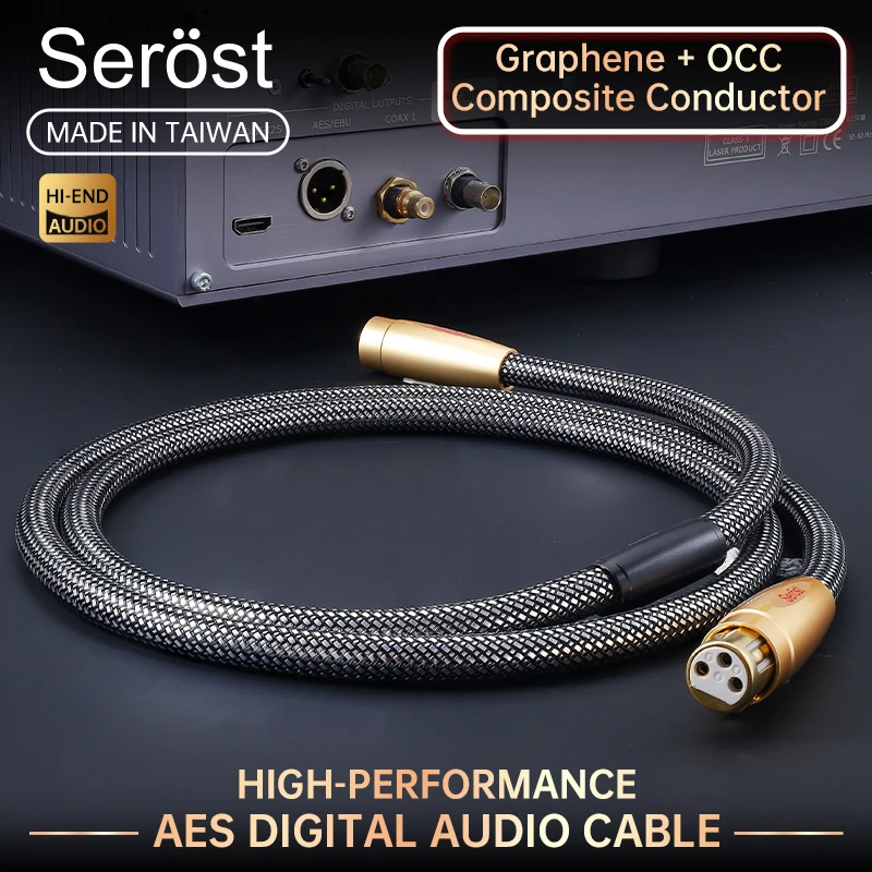 Serost Aurora HiFi Audio Coaxial AES/EBU OCC Graphene Copper OFC 110 Ohm Digital XLR Plug Connector for Decoding Amplifier
